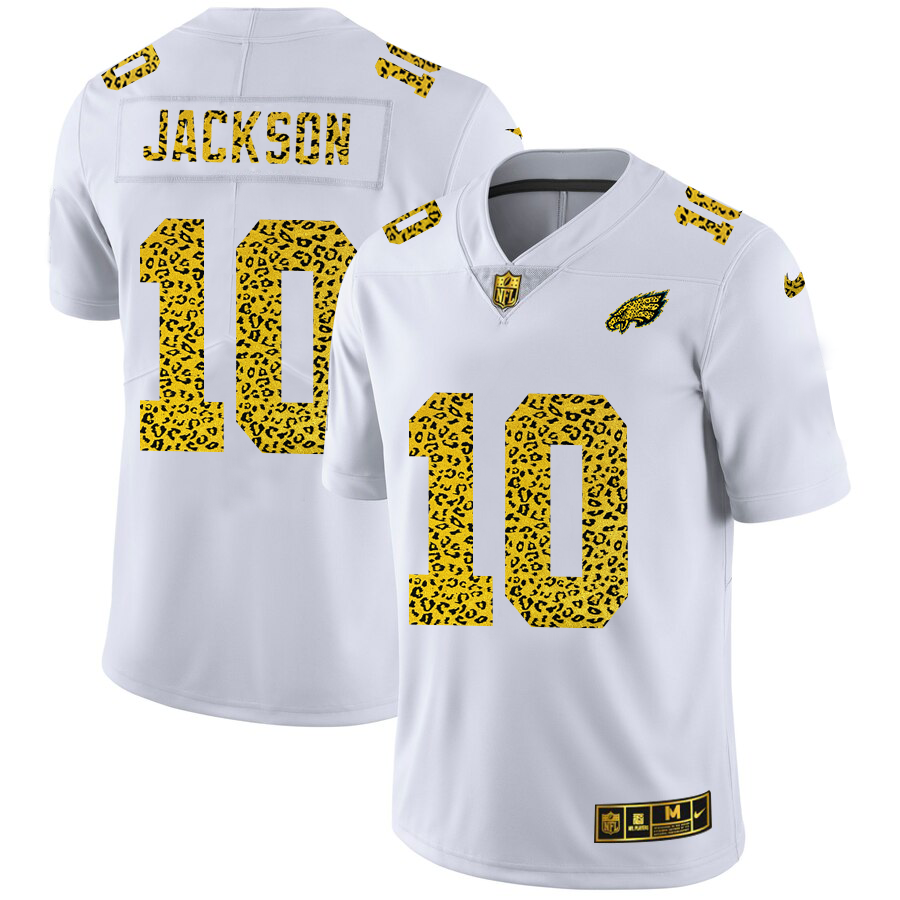 Philadelphia Eagles #10 Desean Jackson Men Nike Flocked Leopard Print Vapor Limited NFL Jersey White